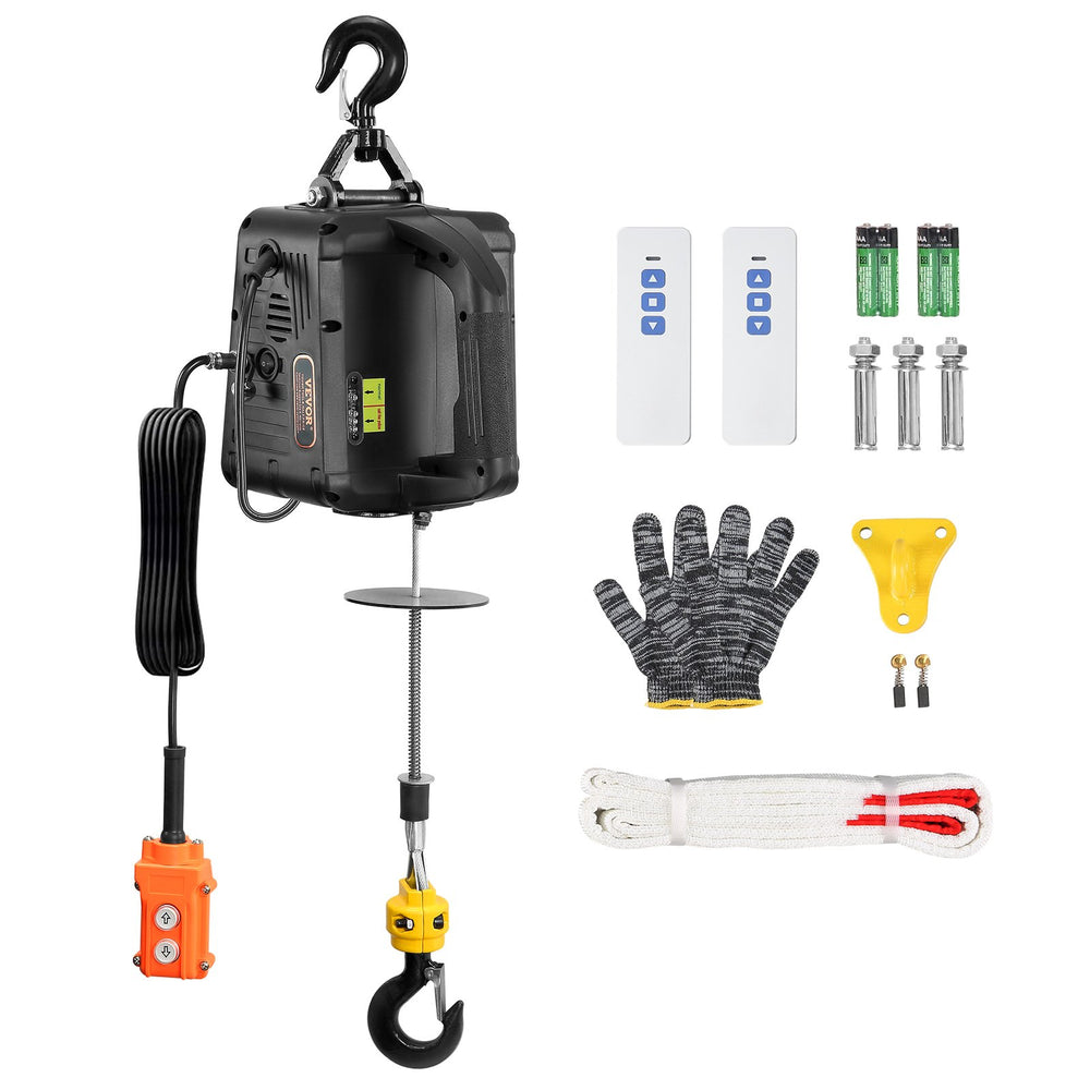 VEVOR 3-in-1 Portable Electric Hoist Winch 499 kg Wired/Wireless Remote Control