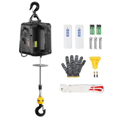 VEVOR 2-in-1 Portable Electric Hoist Power Winch 499 kg Wireless Remote Control
