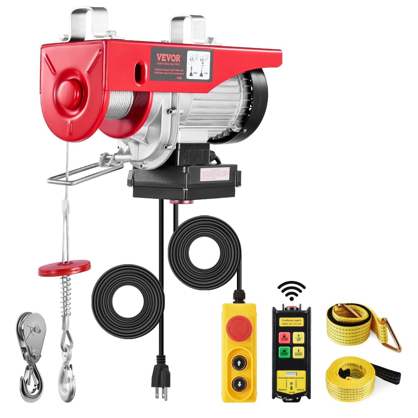 VEVOR Electric Hoist Crane Winch 598.7 kg 9997.4 cm Wireless & 426.7 cm Wired Remote