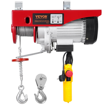 VEVOR Electric Hoist, 880 lbs 230V Electric Winch with 14 ft Wired Remote Control, 40 ft Single Cable Lifting Height, Single/Double Slings, Emergency Stop, Lift Hoist for Garage Warehouse Factory