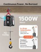 VEVOR 2-in-1 Electric Hoist Winch, 500 kg Capacity, 1500W Portable Power Winch Crane, 7.6 m Lifting Height, 5 m/min with Manual and Wired Remote Control for Factory, Warehouss, Garage