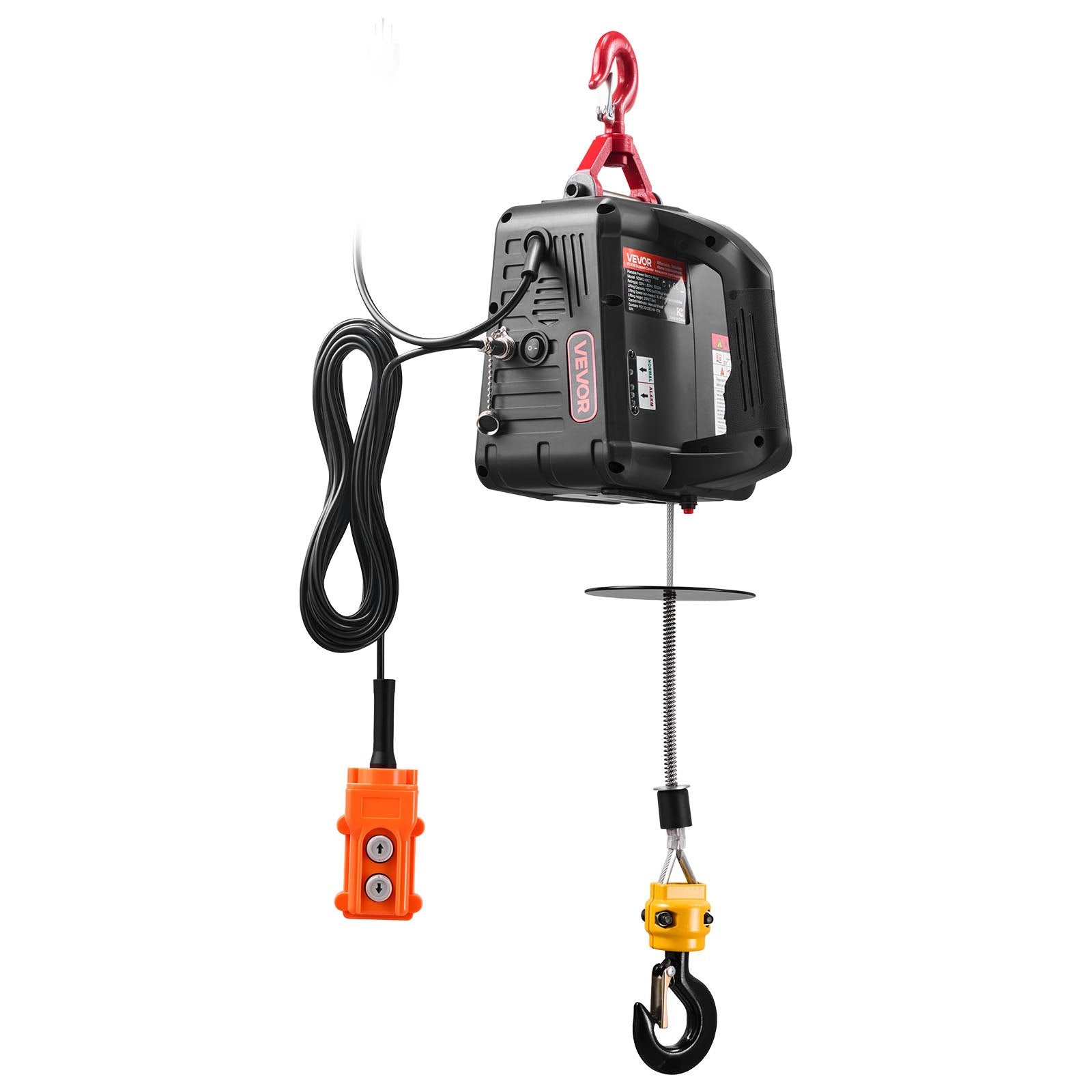 VEVOR 2-in-1 Electric Hoist Winch, 500 kg Capacity, 1500W Portable Power Winch Crane, 7.6 m Lifting Height, 5 m/min with Manual and Wired Remote Control for Factory, Warehouss, Garage