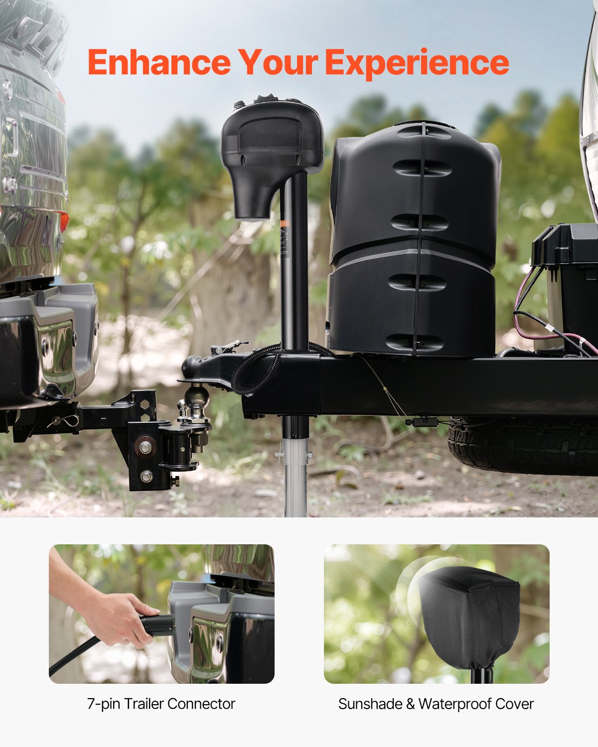 VEVOR Electric Trailer Jack, 3500 lbs, Heavy Duty RV Electric Power Tongue Jack with 7-pin Connector, Manual Crank Handle & Weatherproof Jack Cover, 9.5"-27.5" Lift, for Trailers, Campers & RVs, Black
