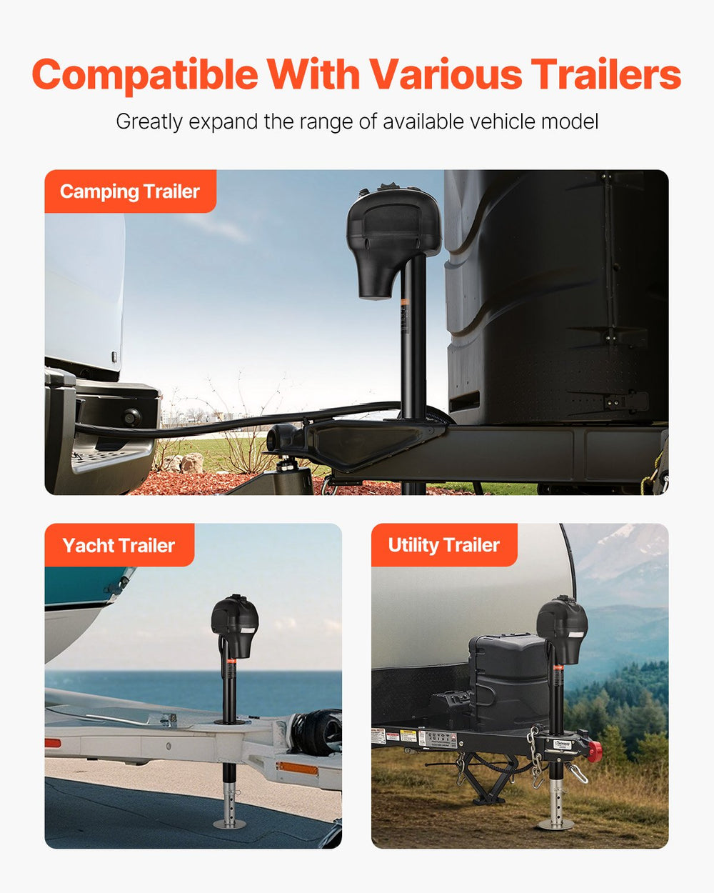 VEVOR Electric Trailer Jack, 3500 lbs, Heavy Duty RV Electric Power Tongue Jack with 7-pin Connector, Manual Crank Handle & Weatherproof Jack Cover, 9.5"-27.5" Lift, for Trailers, Campers & RVs, Black