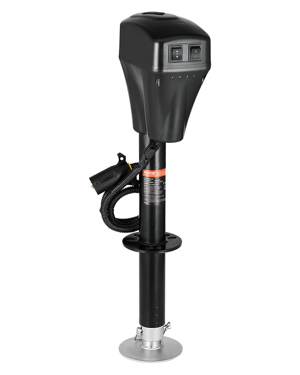 VEVOR Electric Trailer Jack, 5000 lbs, Heavy Duty RV Electric Power Tongue Jack with 7-pin Connector, Manual Crank Handle & Weatherproof Jack Cover, 10"-28.3" Lift, for Trailers, Campers & RVs, Black