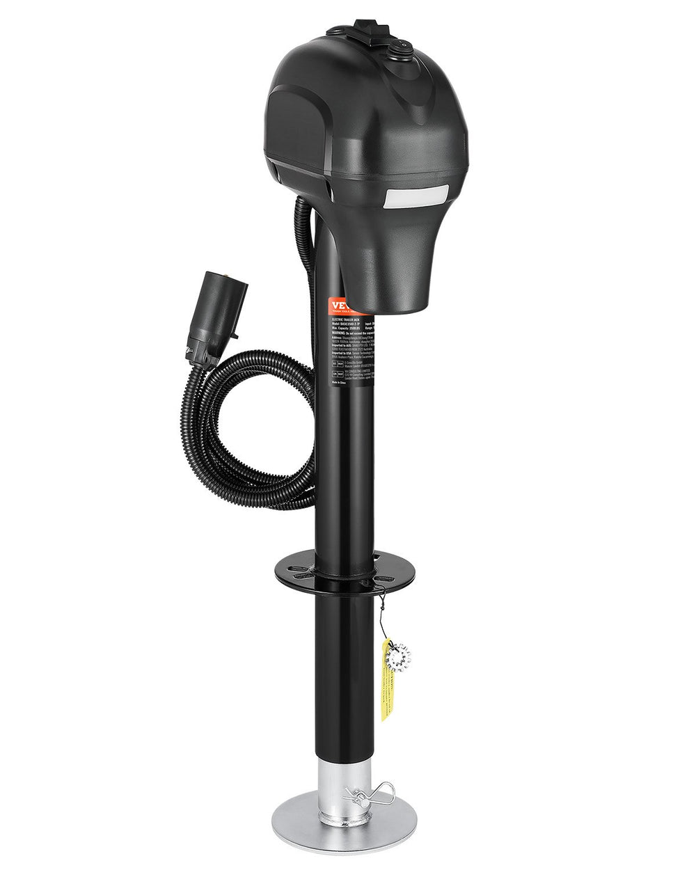 VEVOR Electric Trailer Jack, 3500 lbs, Heavy Duty RV Electric Power Tongue Jack with 7-pin Connector, Manual Crank Handle & Weatherproof Jack Cover, 9.5"-27.5" Lift, for Trailers, Campers & RVs, Black