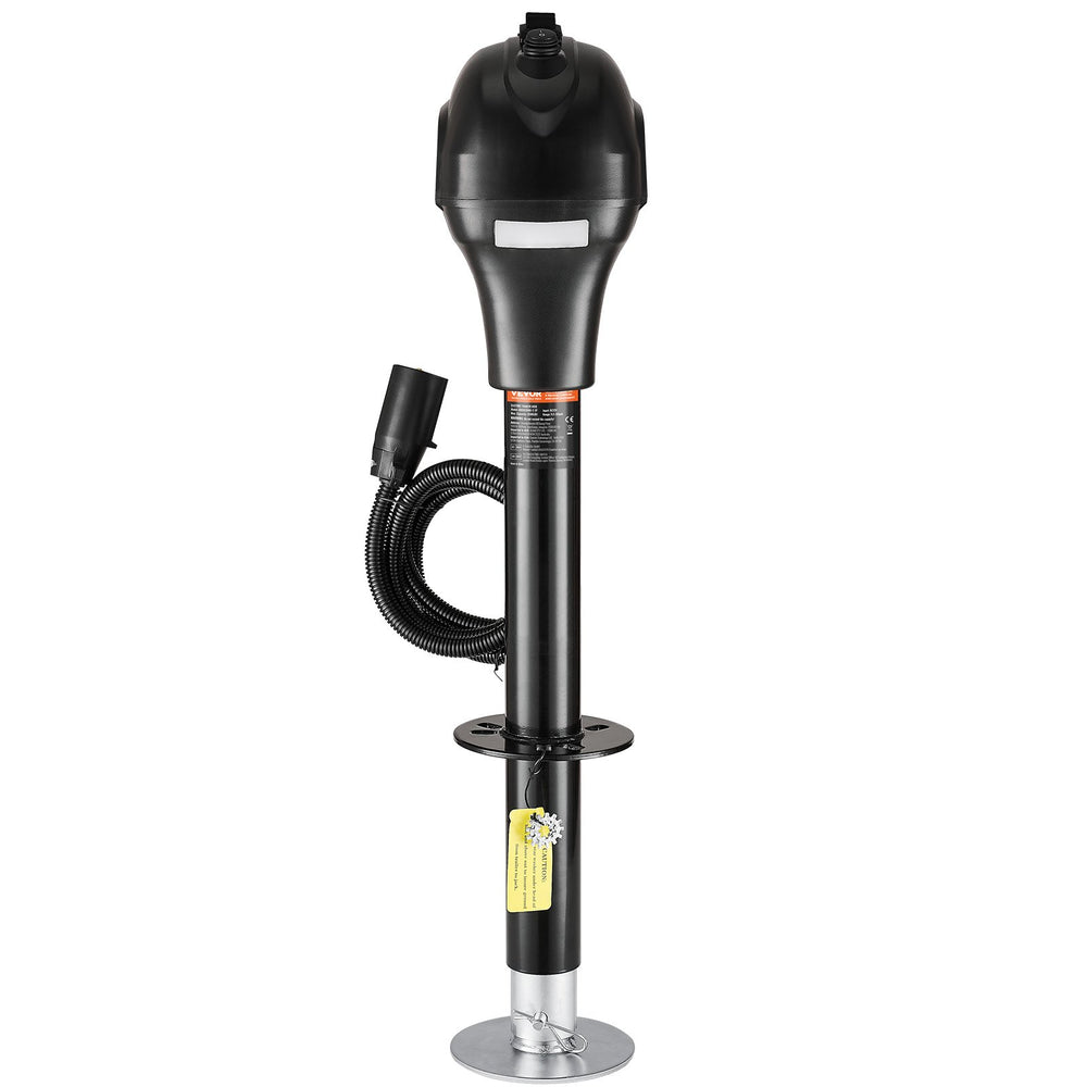 VEVOR Electric Trailer Jack, 3500 lbs, Heavy Duty RV Electric Power Tongue Jack with 7-pin Connector, Manual Crank Handle & Weatherproof Jack Cover, 9.5"-27.5" Lift, for Trailers, Campers & RVs, Black