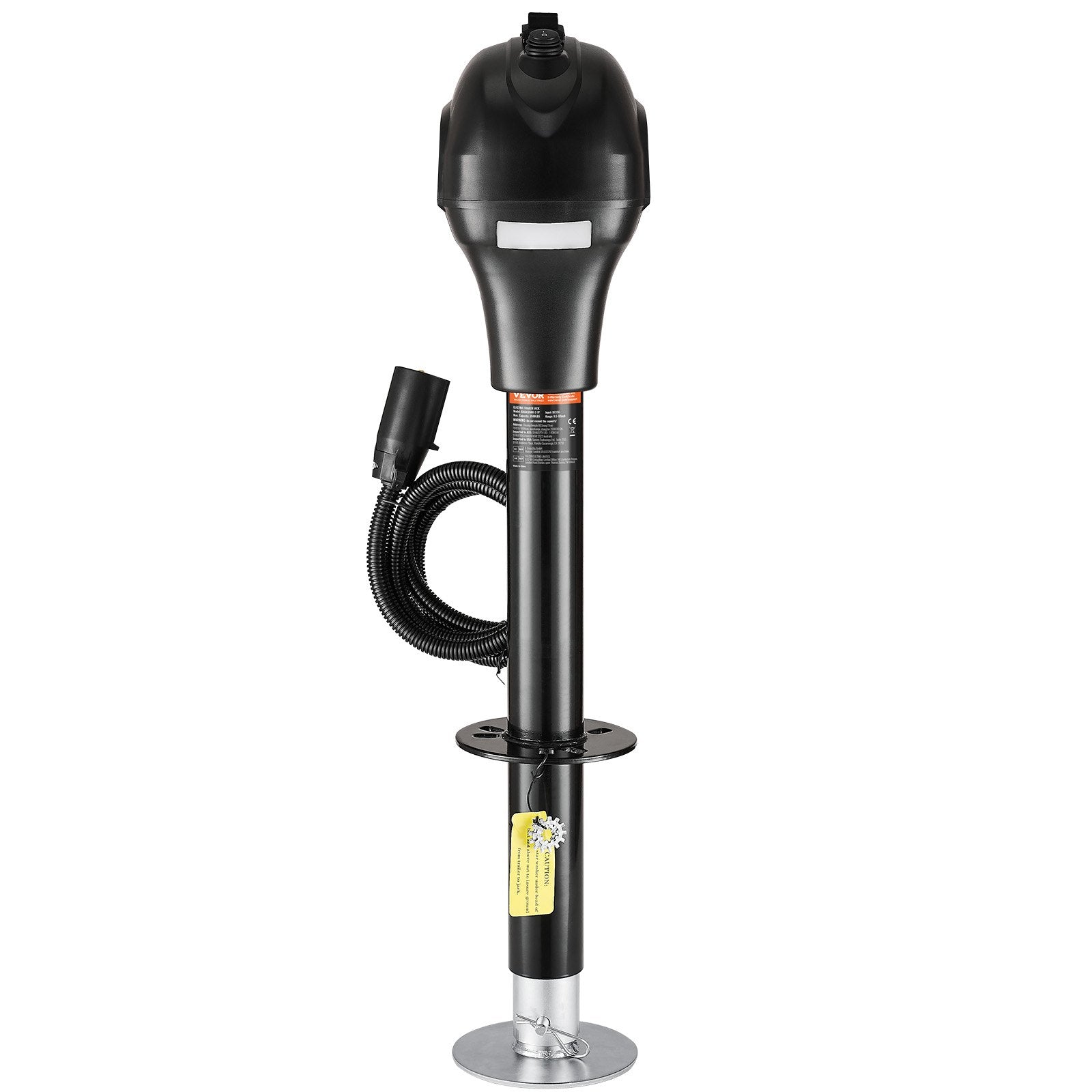 VEVOR Electric Trailer Jack, 3500 lbs, Heavy Duty RV Electric Power Tongue Jack with 7-pin Connector, Manual Crank Handle & Weatherproof Jack Cover, 9.5"-27.5" Lift, for Trailers, Campers & RVs, Black