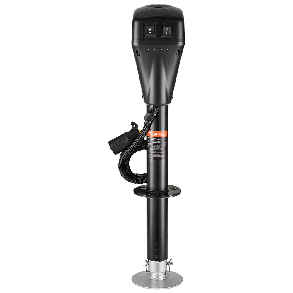 VEVOR Electric Trailer Jack, 5000 lbs, Heavy Duty RV Electric Power Tongue Jack with 7-pin Connector, Manual Crank Handle & Weatherproof Jack Cover, 10"-28.3" Lift, for Trailers, Campers & RVs, Black