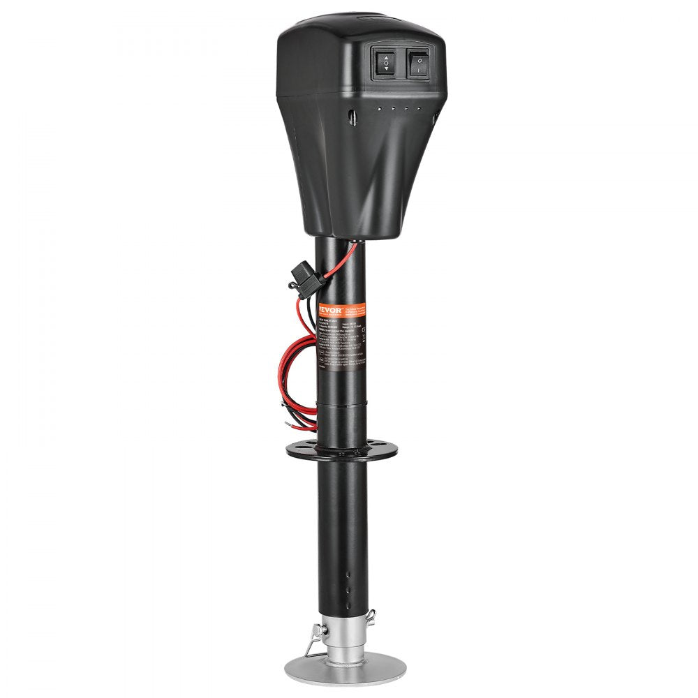 VEVOR Electric Trailer Jack, 5000 lbs, Heavy Duty RV Electric Power Tongue Jack with 2 Way Connector, Manual Crank Handle & Weatherproof Jack Cover, 10"-28.3" Lift, for RVs, Trailers & Campers, Black