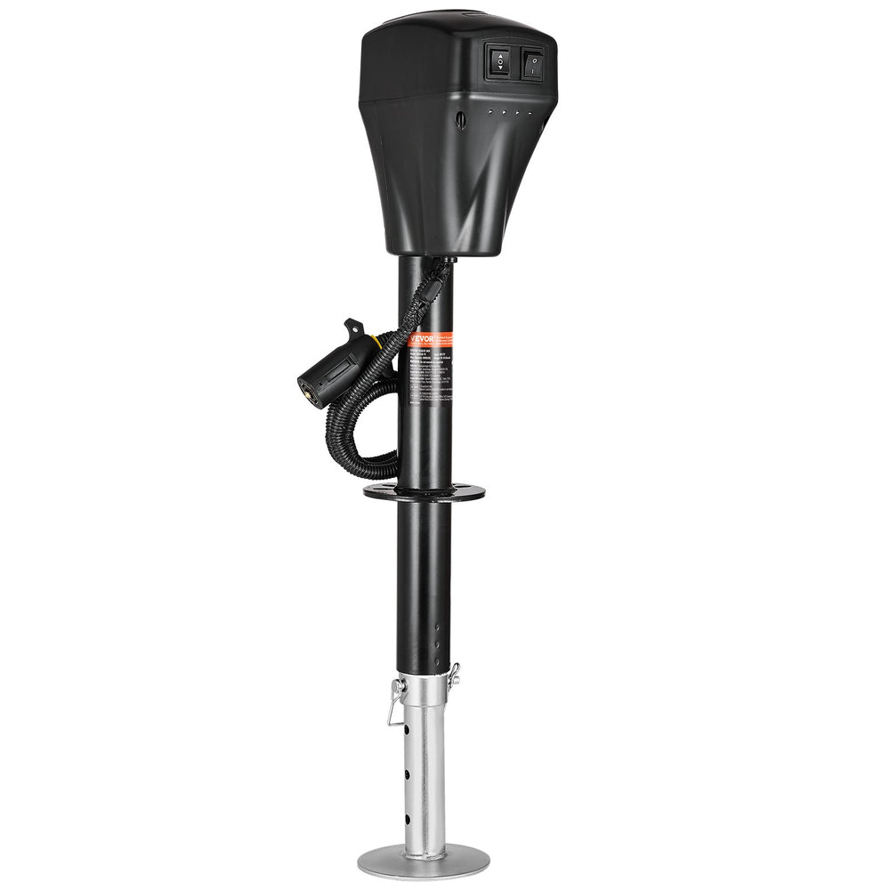 VEVOR Electric Trailer Jack, 5000 lbs, Heavy Duty RV Electric Power Tongue Jack with 7-pin Connector, Manual Crank Handle & Weatherproof Jack Cover, 10"-28.3" Lift, for Trailers, Campers & RVs, Black
