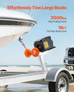 VEVOR Electric Boat Winch, 12V DC 300W, Reversible Electric Trailer Winch for Boats Up to 900 kg, Power-in, Power-Out, and Freewheel Operations for Boats with Wired Remote Control & Hand Crank