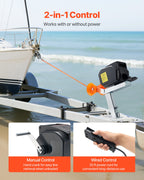 VEVOR Electric Boat Winch, 12V DC 300W, Reversible Electric Trailer Winch for Boats Up to 900 kg, Power-in, Power-Out, and Freewheel Operations for Boats with Wired Remote Control & Hand Crank