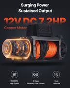 VEVOR Electric Winch, 6100 kg Load Capacity, 12V DC Truck Winch with Φ9.5 mm x 28 m Synthetic Rope, Wireless & Wired Remote Control, IP67 Waterproof for Towing Off-Road SUV Jeep Trailer Boat