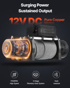 VEVOR Electric Winch, 6100 kg Load Capacity, 12V DC Truck Winch with Φ9.5 mm x 24 m Steel Rope, Wireless & Wired Remote Control, IP55 Waterproof for Towing SUV Jeep Trailer Boat Off-Road Vehicle