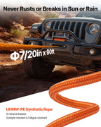 VEVOR Electric Winch, 4500 kg Load Capacity, 12V DC Truck Winch with Φ8.9 mm x 27.4 m Synthetic Rope, Wireless & Wired Remote Control, IP67 Waterproof for Towing Off-Road SUV Jeep Trailer Boat