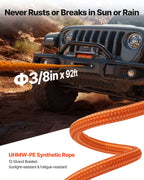 VEVOR Electric Winch, 6100 kg Load Capacity, 12V DC Truck Winch with Φ9.5 mm x 28 m Synthetic Rope, Wireless & Wired Remote Control, IP67 Waterproof for Towing Off-Road SUV Jeep Trailer Boat