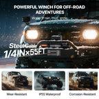 VEVOR Electric Winch Truck 8,164.7 kg Steel Cable IP65 Waterproof Remote Control