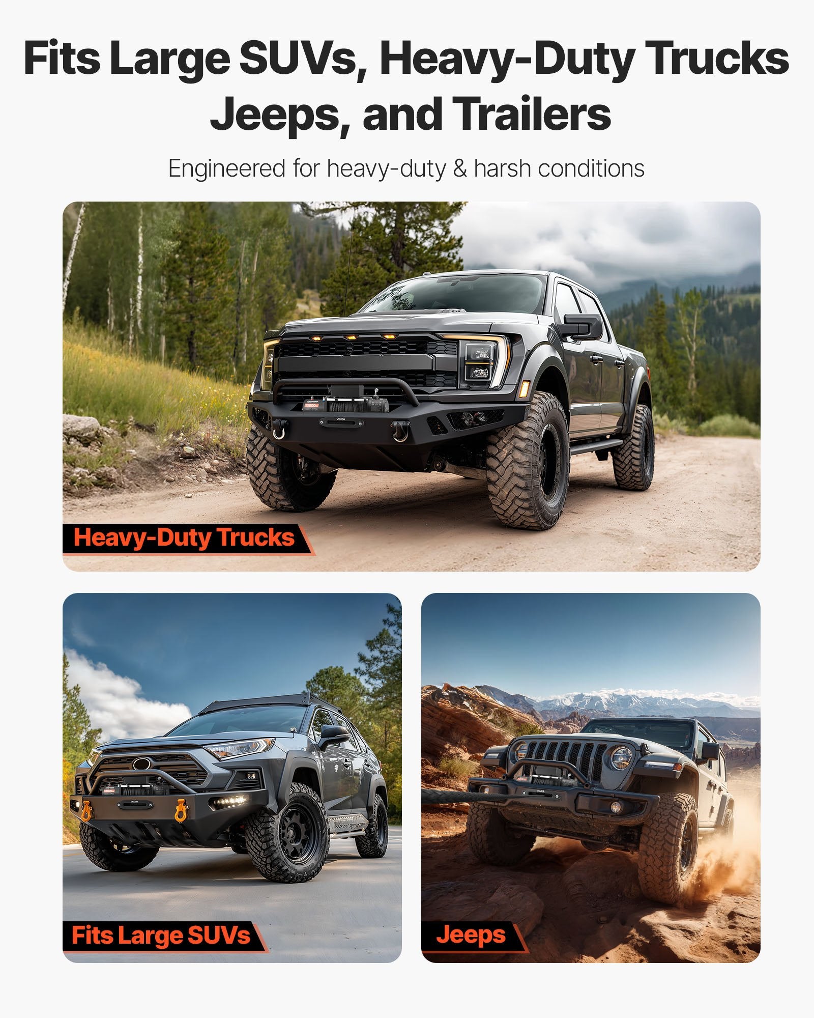 VEVOR Electric Winch, 6100 kg Load Capacity, 12V DC Truck Winch with Φ9.5 mm x 26 m Synthetic Rope, Wireless & Wired Remote Control, IP55 Waterproof for Towing Off-Road SUV Jeep Trailer Boat