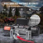 VEVOR Electric Winch Truck 6123.5 kg Steel Cable IP65 Waterproof Remote Control