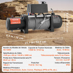VEVOR Electric Winch Truck 6123.5 kg Steel Cable IP65 Waterproof Remote Control