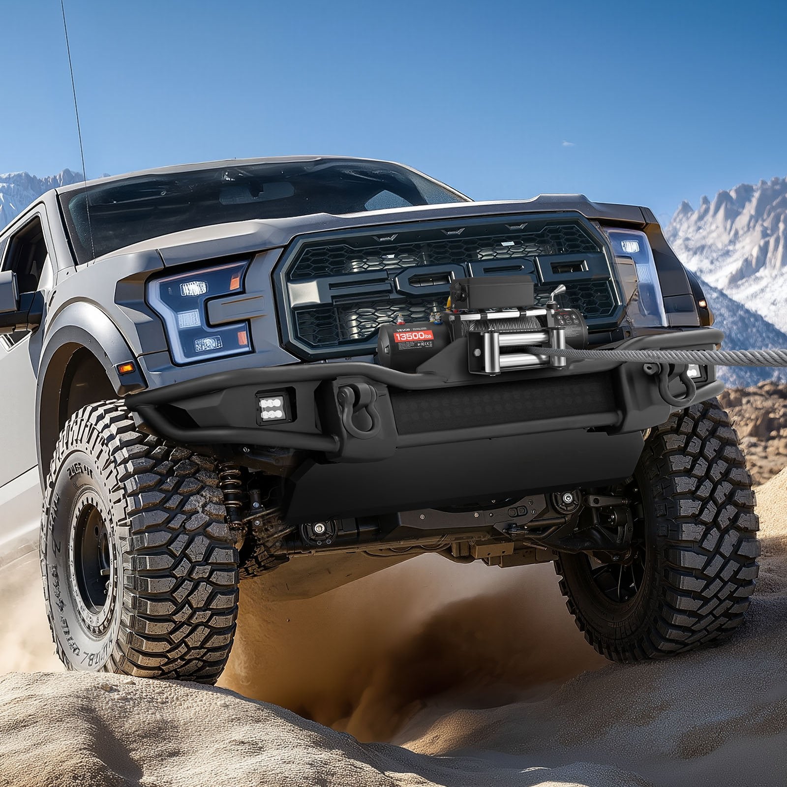 VEVOR Electric Winch, 6100 kg Load Capacity, 12V DC Truck Winch with Φ9.5 mm x 24 m Steel Rope, Wireless & Wired Remote Control, IP55 Waterproof for Towing SUV Jeep Trailer Boat Off-Road Vehicle