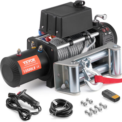 VEVOR Electric Winch Truck 6123.5 kg Steel Cable IP65 Waterproof Remote Control