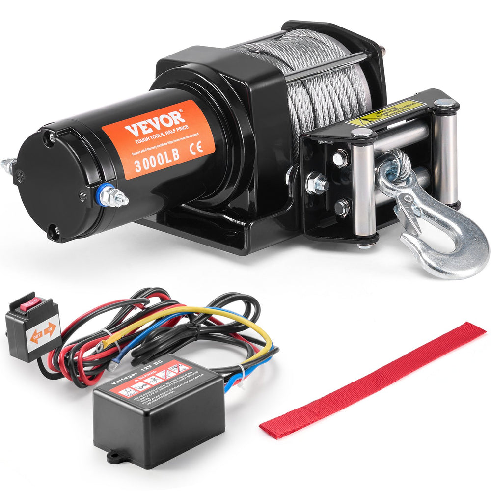 VEVOR Electric Winch ATV UTV 1360.8 kg Steel Cable IP55 Waterproof Wired Control