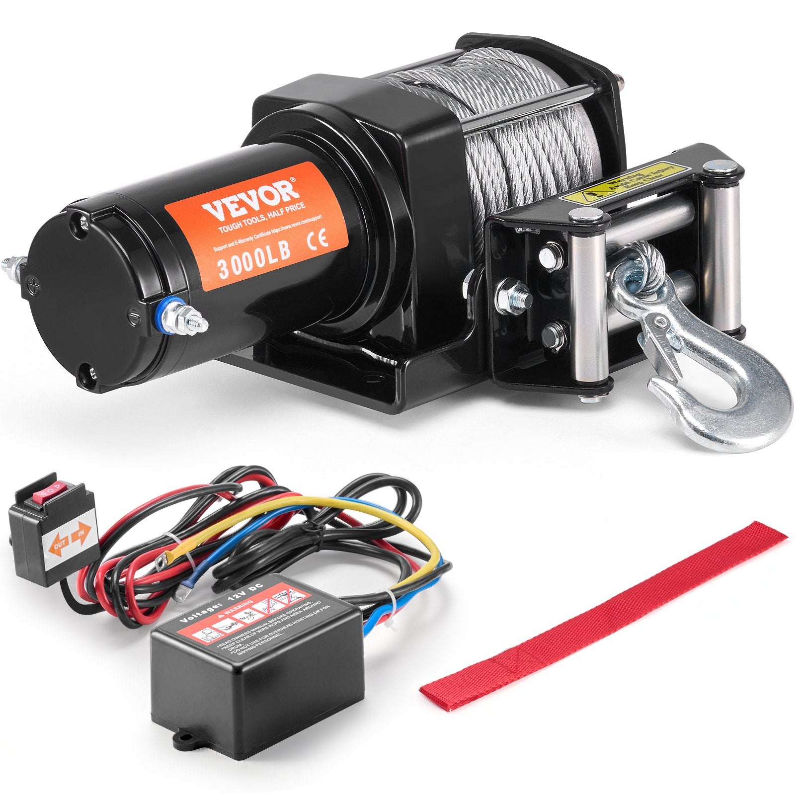 VEVOR Electric Winch ATV UTV 1360.8 kg Steel Cable IP55 Waterproof Wired Control