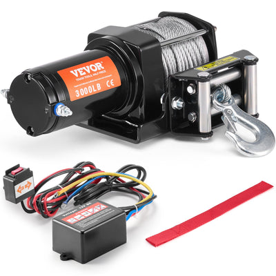 VEVOR Electric Winch ATV UTV 1360.8 kg Steel Cable IP55 Waterproof Wired Control