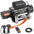 VEVOR Electric Winch, 6100 kg Load Capacity, 12V DC Truck Winch with Φ9.5 mm x 24 m Steel Rope, Wireless & Wired Remote Control, IP55 Waterproof for Towing SUV Jeep Trailer Boat Off-Road Vehicle
