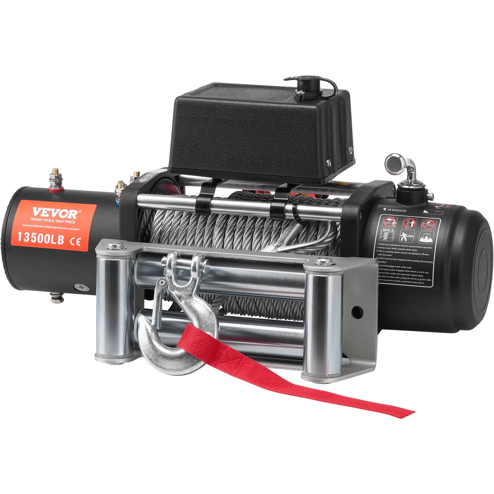 VEVOR Electric Winch Truck 6123.5 kg Steel Cable IP65 Waterproof Remote Control