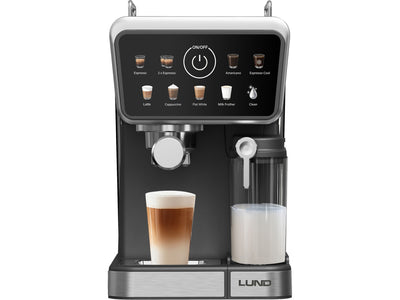 PRESSURE COFFEE MAKER WITH MILK FROTHER 1350W