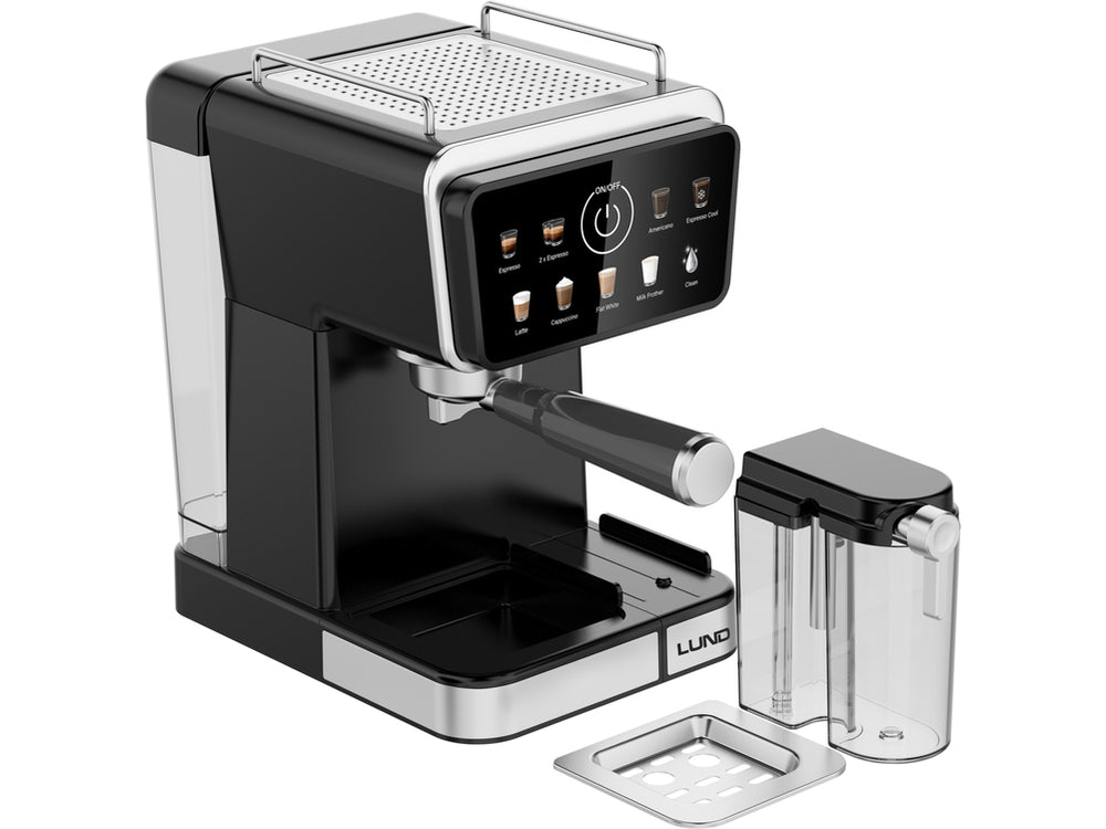 PRESSURE COFFEE MAKER WITH MILK FROTHER 1350W