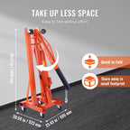 VEVOR Engine Hoist Leveler 1995.9 kg / 2 Ton Cherry Picker Shop Crane Load Lift Tool