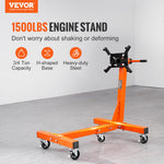 VEVOR Engine Stand, 1500 lbs (3/4 Ton) Rotating Engine Motor Stand with 360 Degree Adjustable Head, Cast Iron Folding Motor Hoist Dolly, 5-Caster, 4 Adjustable Arms, for Vehicle Maintenance