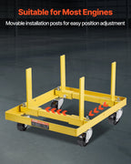 VEVOR Engine Stand, 750 LBS (340KG) Load Capacity Engine Motor Stand with Adjustable Width & Length, Heavy-Duty Steel Motor Holder with 4 Swivel Casters and 2 Ratchet Straps, Suitable for Most Engines