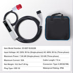 VEVOR Portable EV Charger Type 2, 32A 7.36 kW/22 kW, Electric Vehicle Car Charger with 7.5 M Charging Cable CEE 32 Plug LCD, IEC 62196 Home EV Charging Station with Carry Bag Charging Cable Hook, IP66