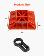 VEVOR High Lift Jack Base and Handle Keeper, 295 x 295 mm Off Road Jack Stand Base with 7000 Pound Capacity, Heavy-Duty Farm Jacks Support Stand for Most Jacks with 185 x 120 mm Base, Red