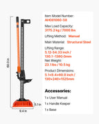 VEVOR Farm Jack with Base, 152.5 cm Utility High Lift Farm Jack, 3.18 Ton Capacity Ratcheting Off Road Utility Jacks, Heavy-Duty Lift Jacks with 130.1-1380 mm Lifting Range for Tractor, Truck, SUV