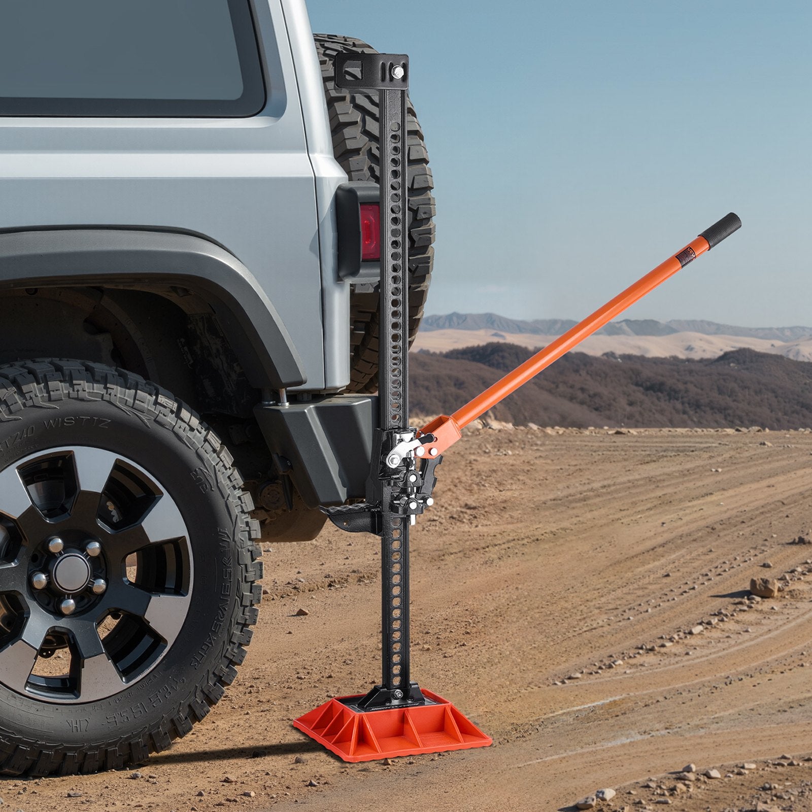 VEVOR Farm Jack with Base, 152.5 cm Utility High Lift Farm Jack, 3.18 Ton Capacity Ratcheting Off Road Utility Jacks, Heavy-Duty Lift Jacks with 130.1-1380 mm Lifting Range for Tractor, Truck, SUV