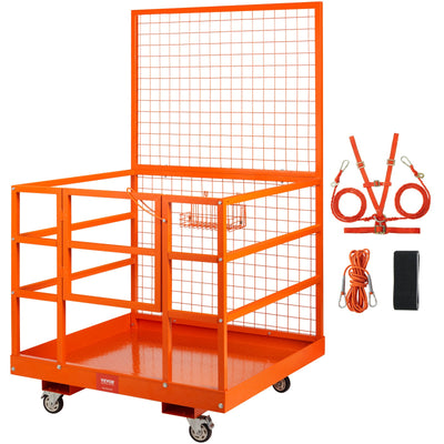 VEVOR Forklift Safety Cage Work Platform 109 x 114.3 cm 635 kg w/ Wheels for Aerial
