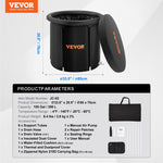 VEVOR Ice Bath Tub, 85 cm Long Cold Water Therapy Plunge Tub for Athletes, Portable Outdoor Ice Barrel Plunge Pool for Recovery, 398L Inflatable Folding Bathtub with Cover, Home Ice Pod for Adult