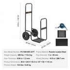 VEVOR Firewood Log Cart, 113.4 kg Capacity, Outdoor and Indoor Wood Rack Storage Mover with PU Wheels & Waterproof Cloth, Heavy Duty Steel Dolly Hauler, Firewood Carrier for Fireplace, Fire Pit, Black