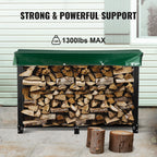 VEVOR Firewood Log Rack, 2.44 m Firewood Rack Outdoor, Black Firewood Rack Stand, Steel Outdoor Wood Rack, Firewood Log Holder with Load Capacity 590 kg, Firewood Rack with Cover & Fireplace Tool Set