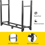VEVOR Firewood Log Rack, 2.44 m Firewood Rack Outdoor, Black Firewood Rack Stand, Steel Outdoor Wood Rack, Firewood Log Holder with Load Capacity 590 kg, Firewood Rack with Cover & Fireplace Tool Set