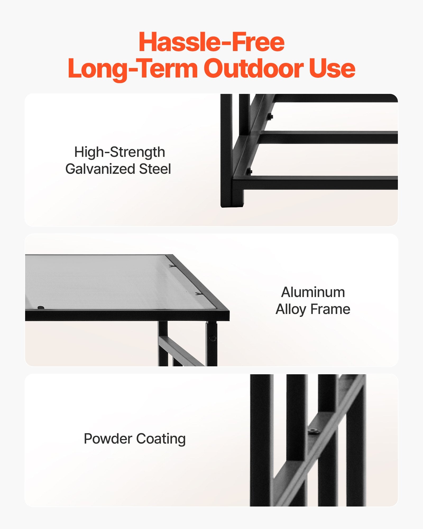 VEVOR Firewood Rack with Sloped Roof, 143cm Outdoor Firewood Holder, 1/4 Cord Log Storage Shed, 299kg Max Weight Capacity, Powder-Coated Metal Wood Storage Rack for Fireplace Deck Backyard Garden