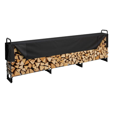 VEVOR 3.9m Outdoor Firewood Rack with Cover, 386 cm x 36 cm x 117 cm, Heavy Duty Firewood Holder & 600D Oxford Waterproof Cover for Fireplace, Patio, Indoor/Outdoor Log Storage Rack for 3/4 Cord of Firewood