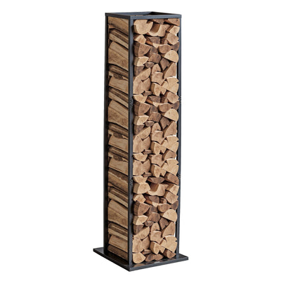 VEVOR Indoor Firewood Rack, 33 × 32 × 112 cm Log Stacker Holder, Holds up to 45kg, Tall Wood Storage Stand, Powder-Coated Steel Firewood Holder, Heavy Duty Wood Pile Rack for Fireplace