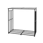 VEVOR Firewood Rack with Sloped Roof, 143cm Outdoor Firewood Holder, 1/4 Cord Log Storage Shed, 299kg Max Weight Capacity, Powder-Coated Metal Wood Storage Rack for Fireplace Deck Backyard Garden
